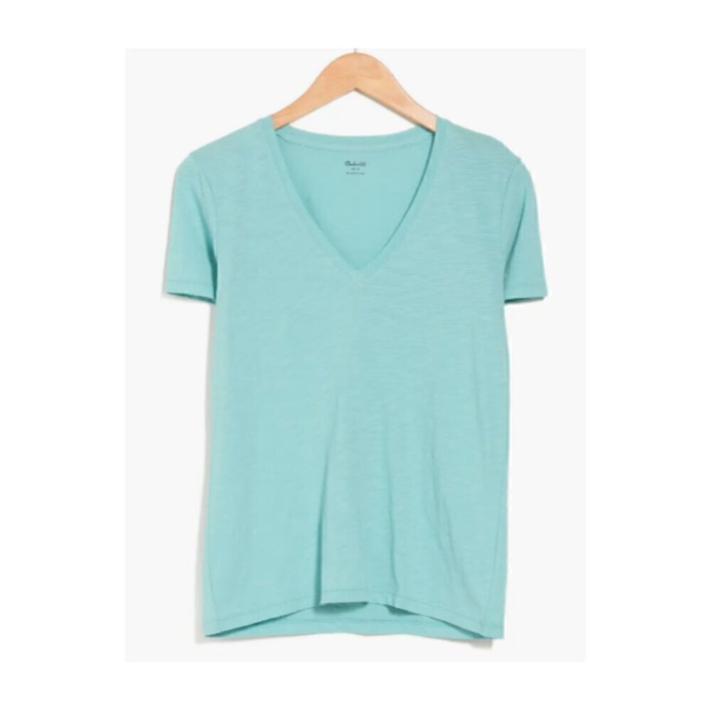 Madewell T-Shirt XXS Steely Ocean V-Neck Green Short Sleeves NWT